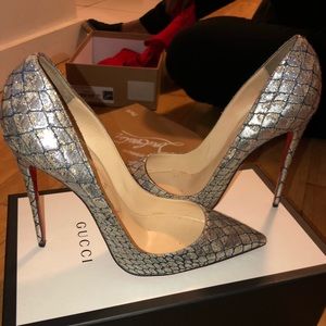 Christian Louboutin So Kate Silver Snake Pattern